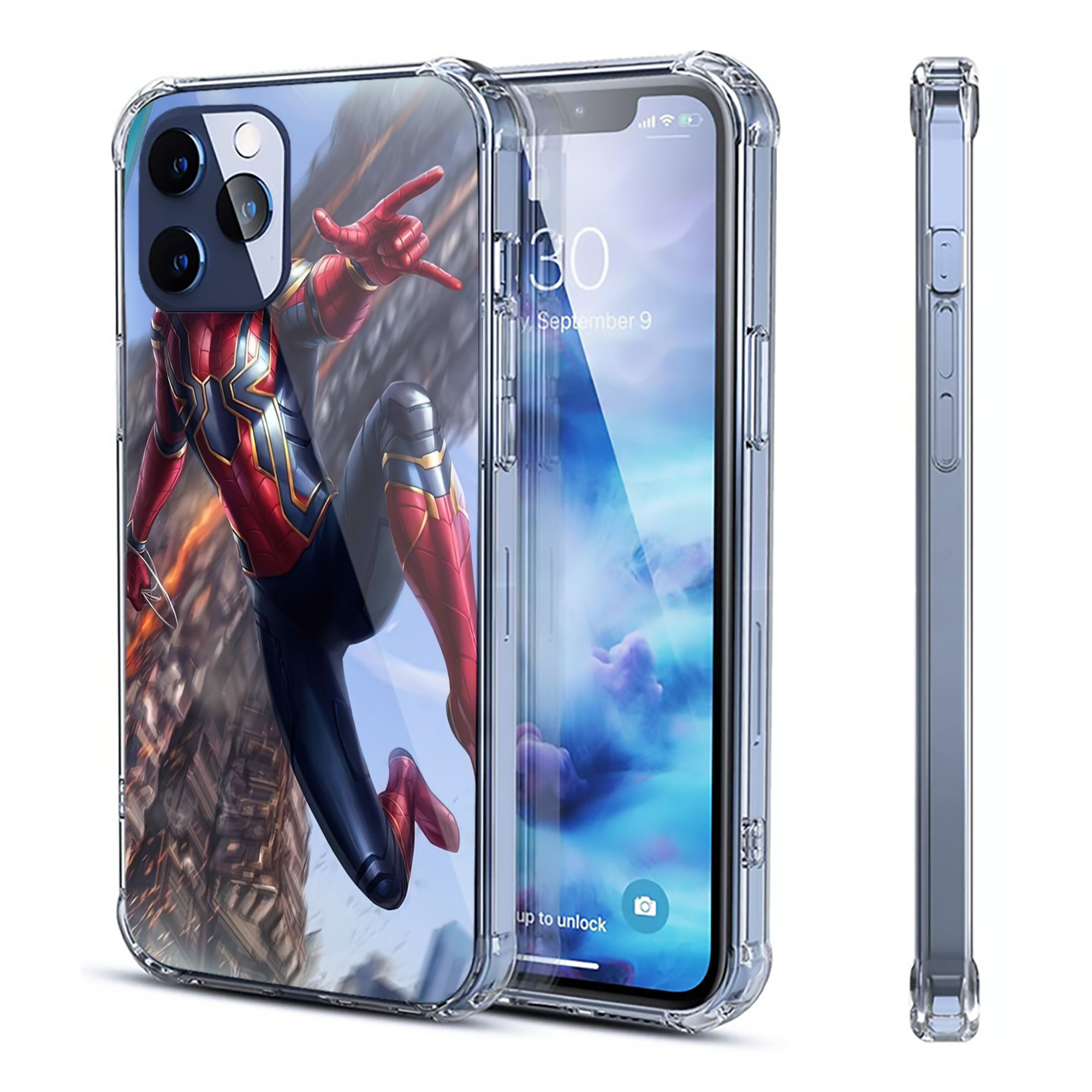 （画像用） Spider Man スパイダーマン 【iPhone 12シリーズ対応】透明スマホケース（クリアソフトケース）